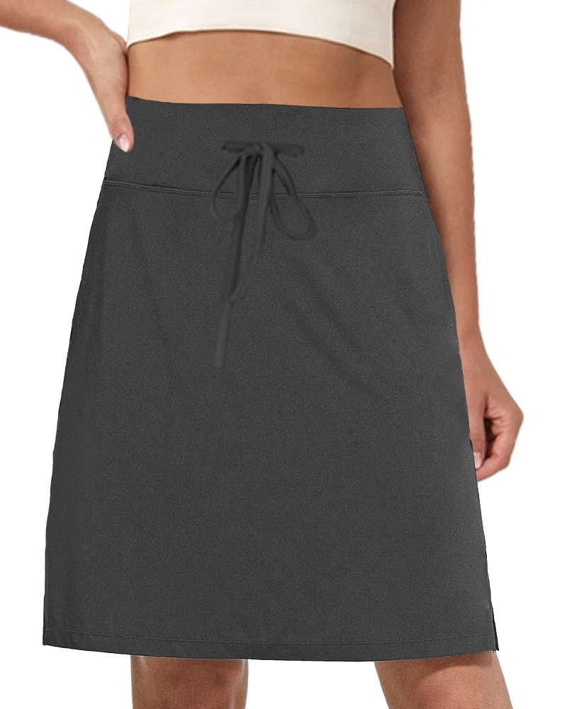 Women's Knee Length Tennis Skort Skirts Drawstring Athletic Modest Golf Skirt with Pockets