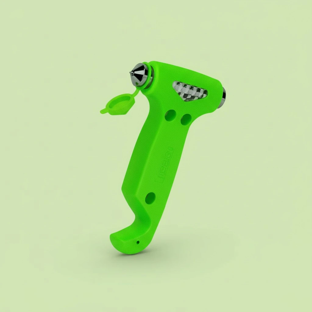 THINKWORK 6-in-1 Car Safety Hammer (Glow-in-Dark), Emergency Escape Tool with Window Breaker and Seat Belt Cutter for First Responders and Roadside Safety Kits, Life-Saving Hammer Gift for Family