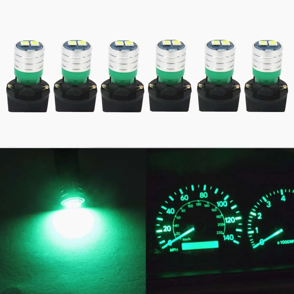 WLJH 194 Led Bulb PC195 PC194 PC168 Car Dashboard Instrument Panel Bulbs 168 2825 T10 Led Twist Socket Locks Dash Lights Gauge Cluster Led Super Bright (Green,Pack of 6)