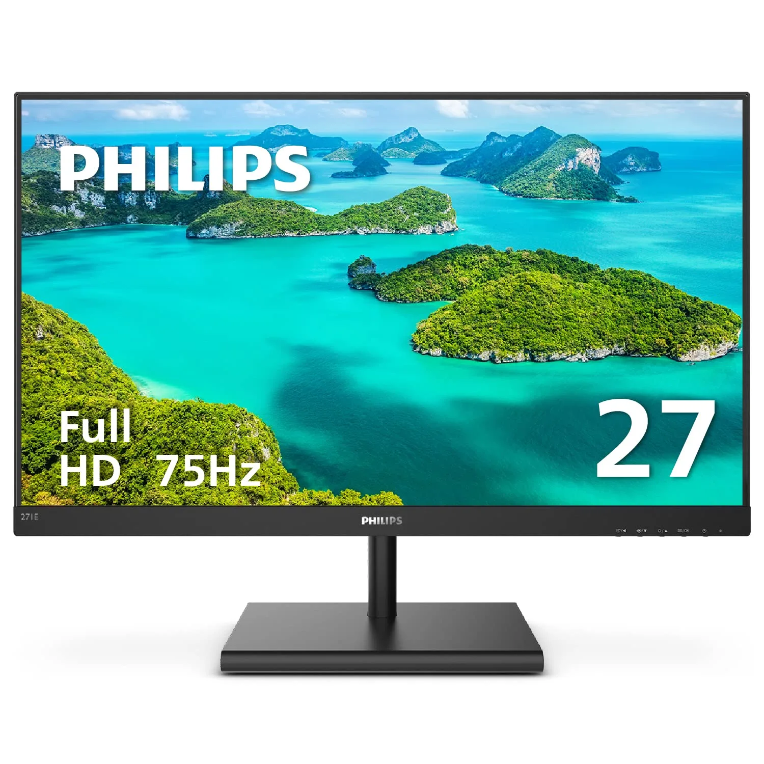 PHILIPS 271E1S 27" Frameless Monitor, Full HD IPS 1080P, 124% sRGB, FreeSync 75Hz, VESA, 4Yr Advance Replacement