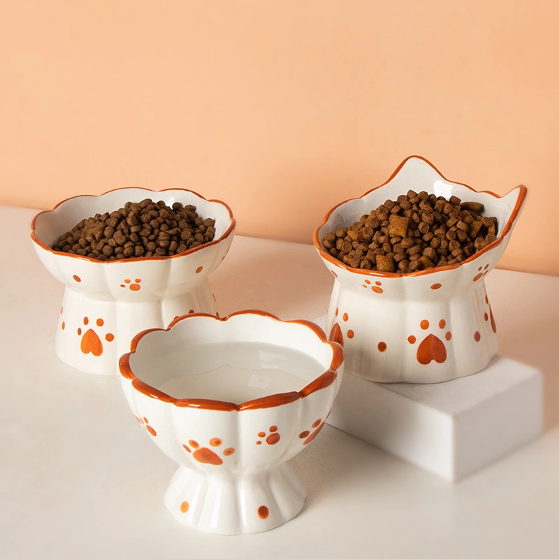 Fashion Cute Cat Ceramic Double Bowl