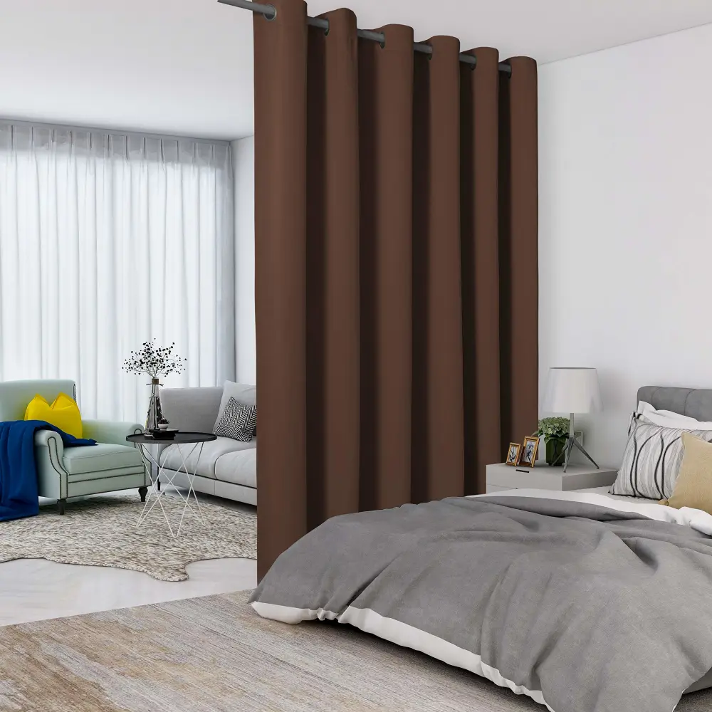 LORDTEX Chocolate Room Divider Curtains - Total Privacy Wall Room Divider Screens Sound Proof Wide Blackout Curtain for Living Room Bedroom Patio Sliding Door, 1 Panel, 8.3ft Wide x 8ft Tall