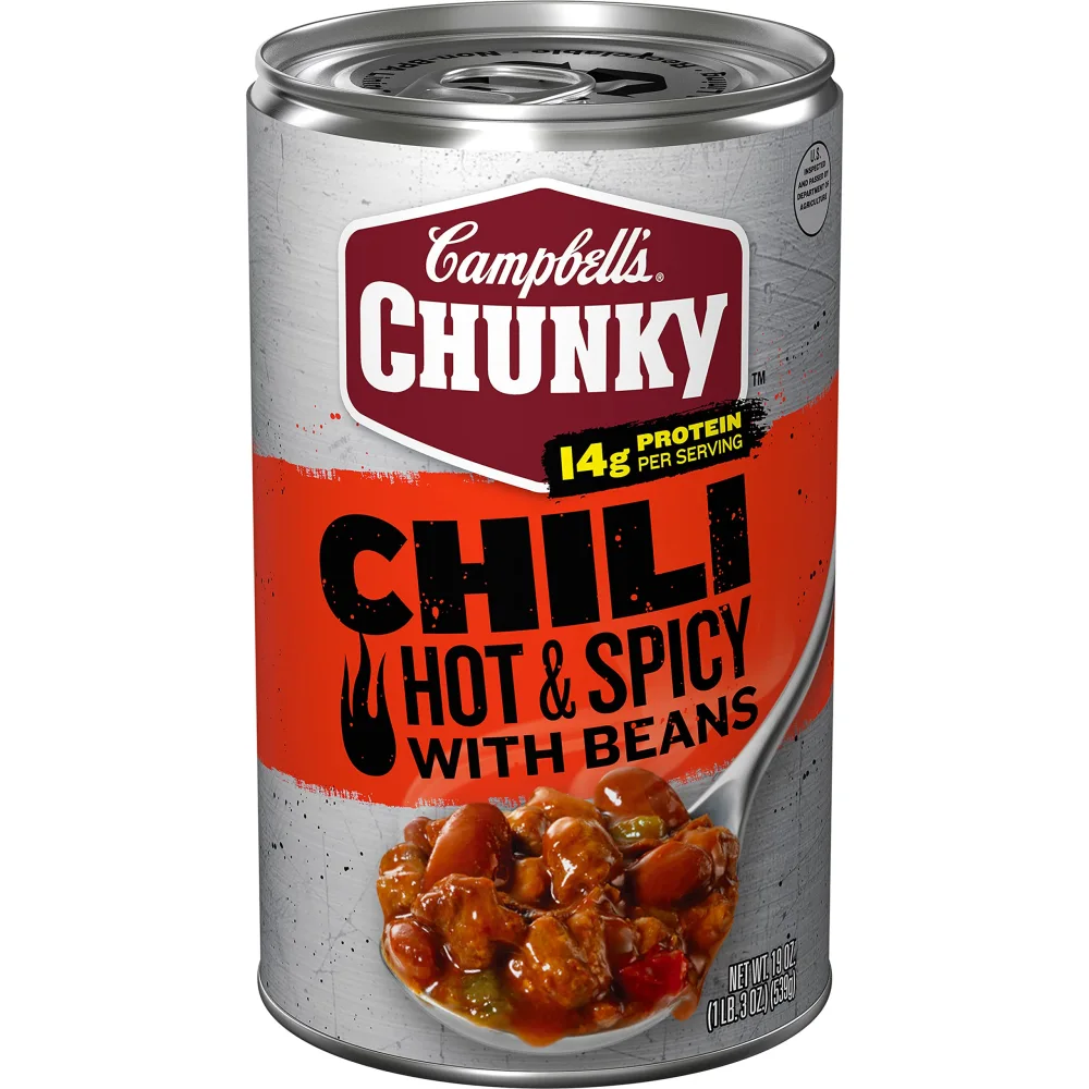 Campbell's Chunky Soup, Hot & Spicy Beef & Bean Firehouse Chili, 19 Ounce Can (Pack of 12)