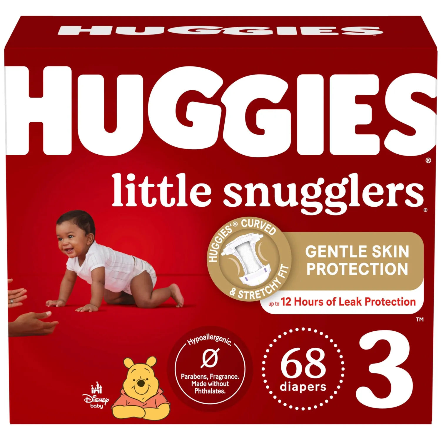 Baby Diapers Size 3 (16-28 lbs), 68ct, Huggies Little Snugglers