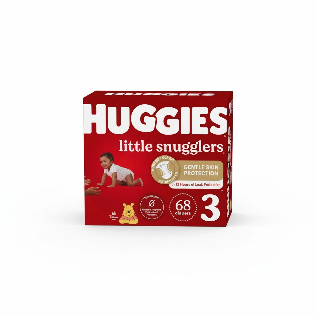 Baby Diapers Size 3 (16-28 lbs), 68ct, Huggies Little Snugglers