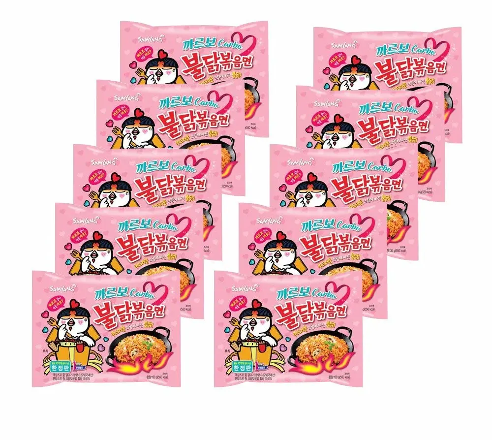 Samyang Carbo Hot Chicken Flavor Ramen / Spicy Chicken Roasted Noodles 130g (Pack of 10)