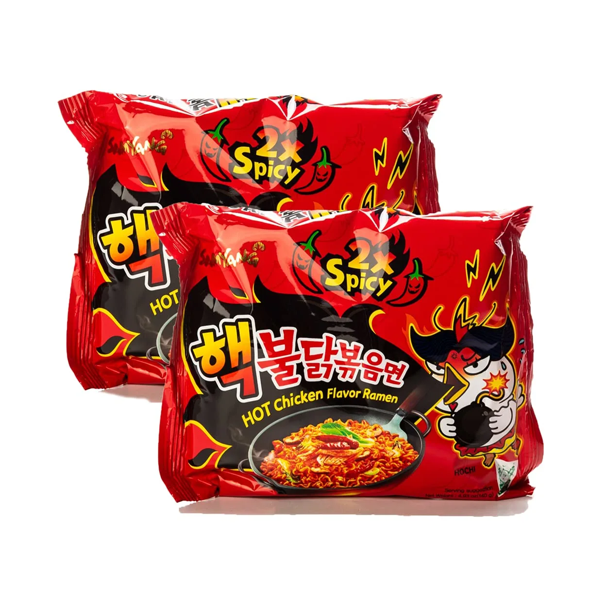 [ 2 Pack ] Samyang 2X Extra Spicy Hot Chicken Flavor Ramen Korean Spicy Noodle (140g each)