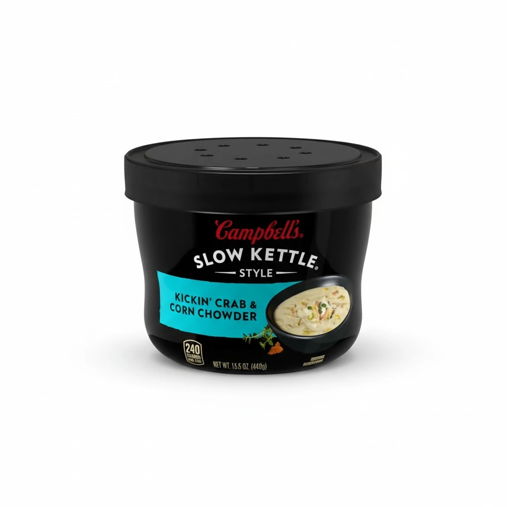 Campbell's Slow Kettle Style Kickinâ€™ Crab and Corn Chowder, 15.5 Ounce Microwavable Bowl (Pack of 8)