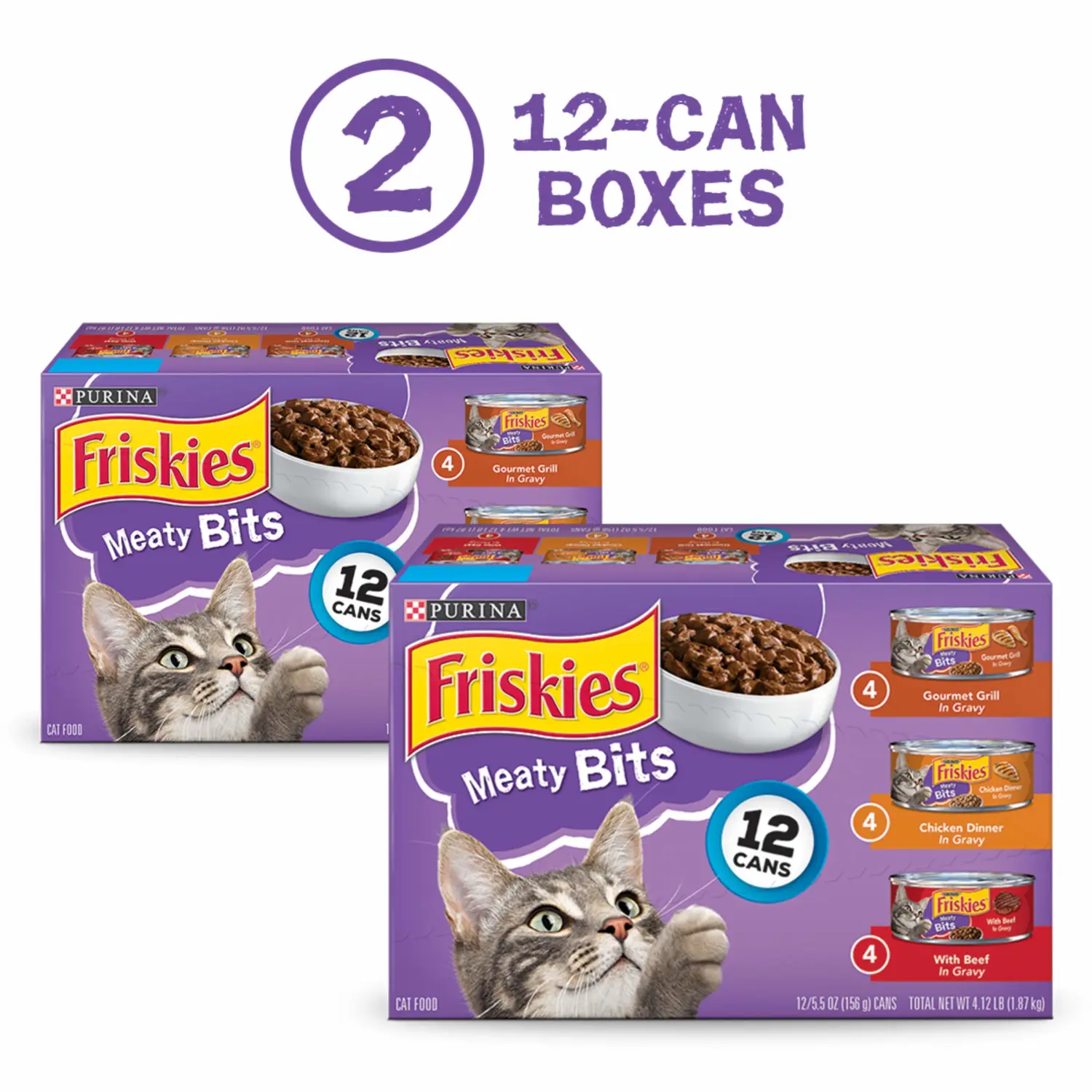 Purina Friskies Gravy Wet Cat Food , Meaty Bits - (2 Packs of 12) 5.5 oz. Cans