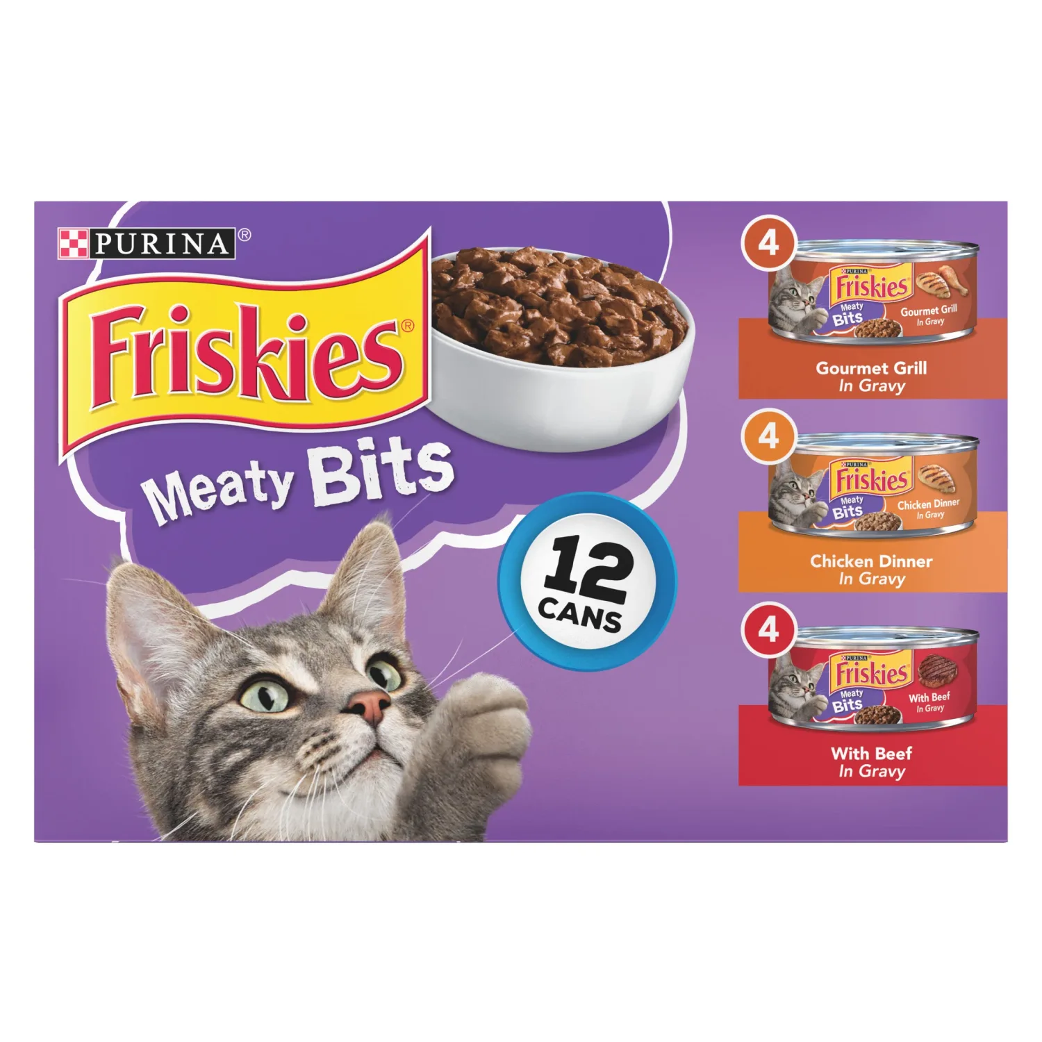 Purina Friskies Gravy Wet Cat Food , Meaty Bits - (2 Packs of 12) 5.5 oz. Cans