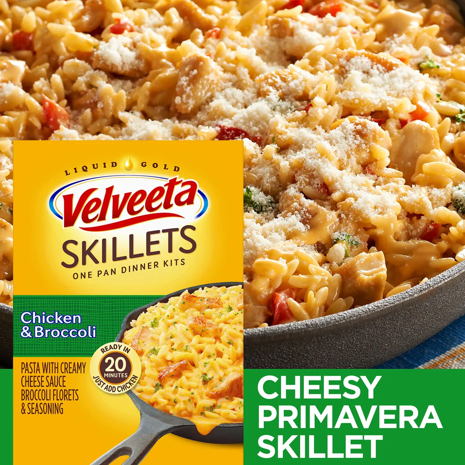 Velveeta Skillets Cheesy Chicken & Broccoli Dinner Kits (13.6 oz Boxes, Pack of 6)