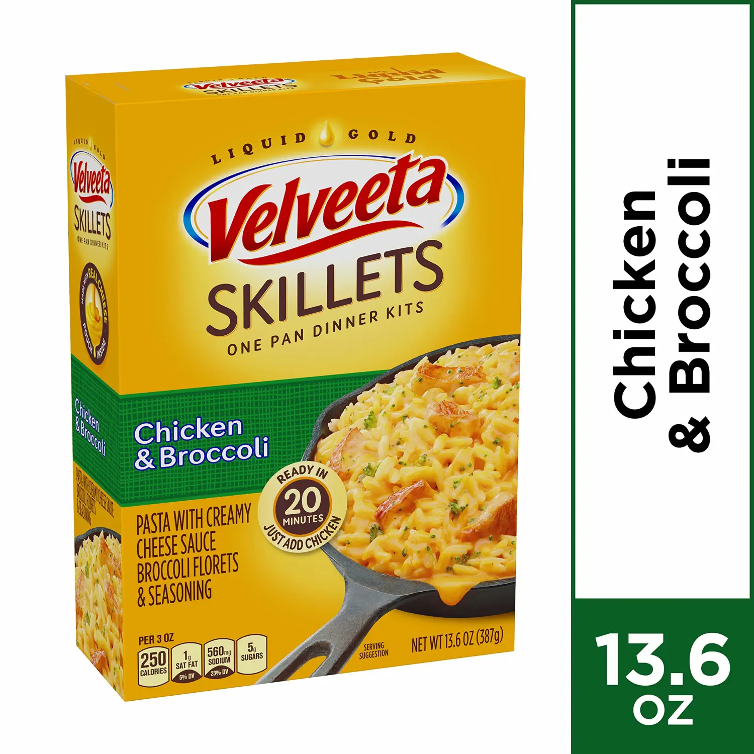 Velveeta Skillets Cheesy Chicken & Broccoli Dinner Kits (13.6 oz Boxes, Pack of 6)