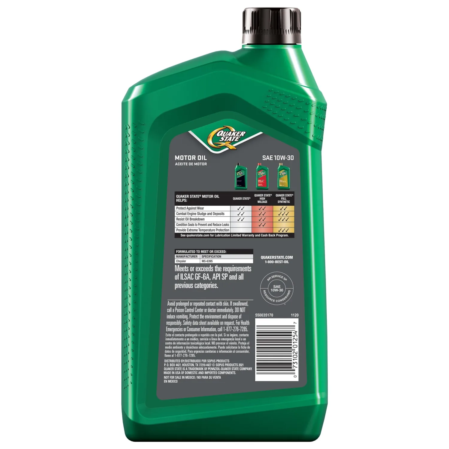 Quaker State Motor Oil, Conventional 10W-30 (1-Quart, Single Pack)