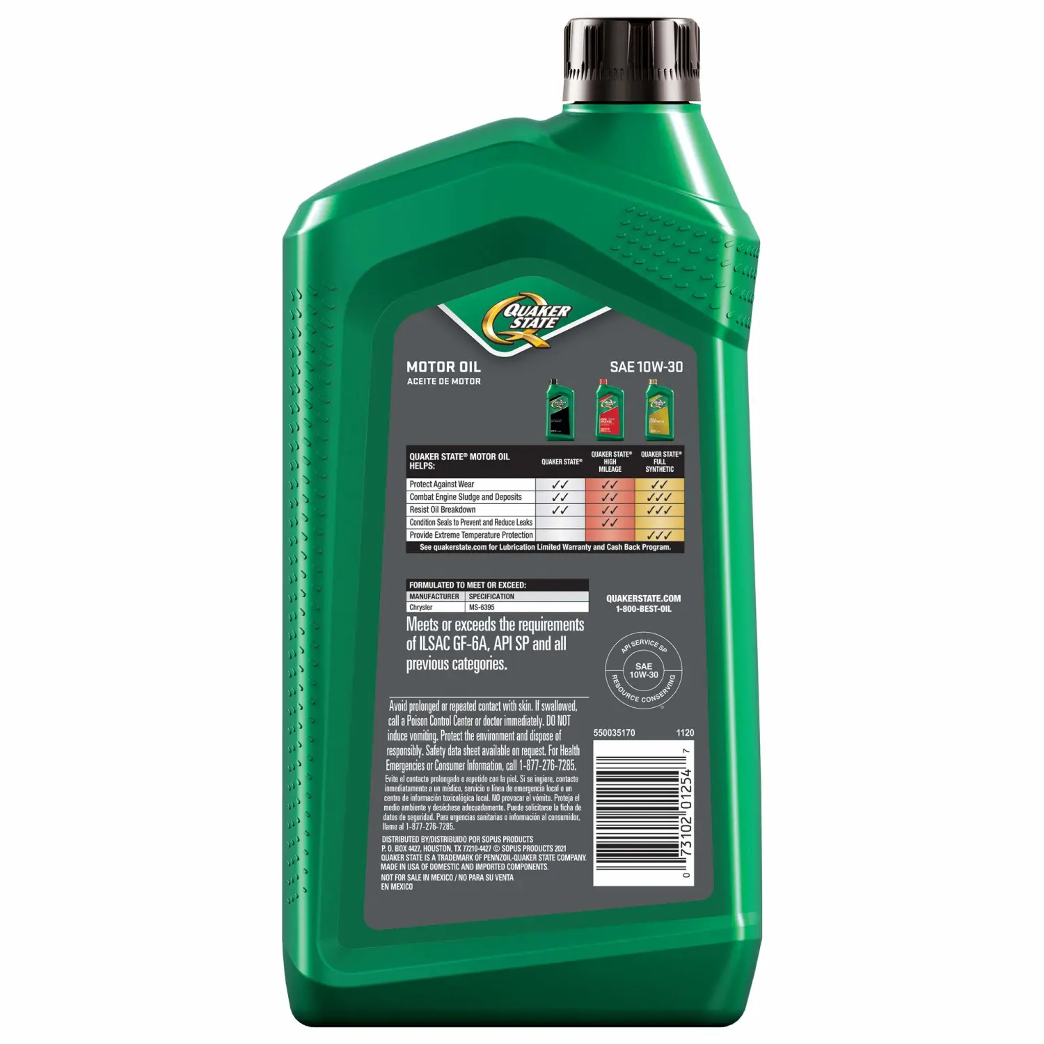 Quaker State Motor Oil, Conventional 10W-30 (1-Quart, Case of 6)