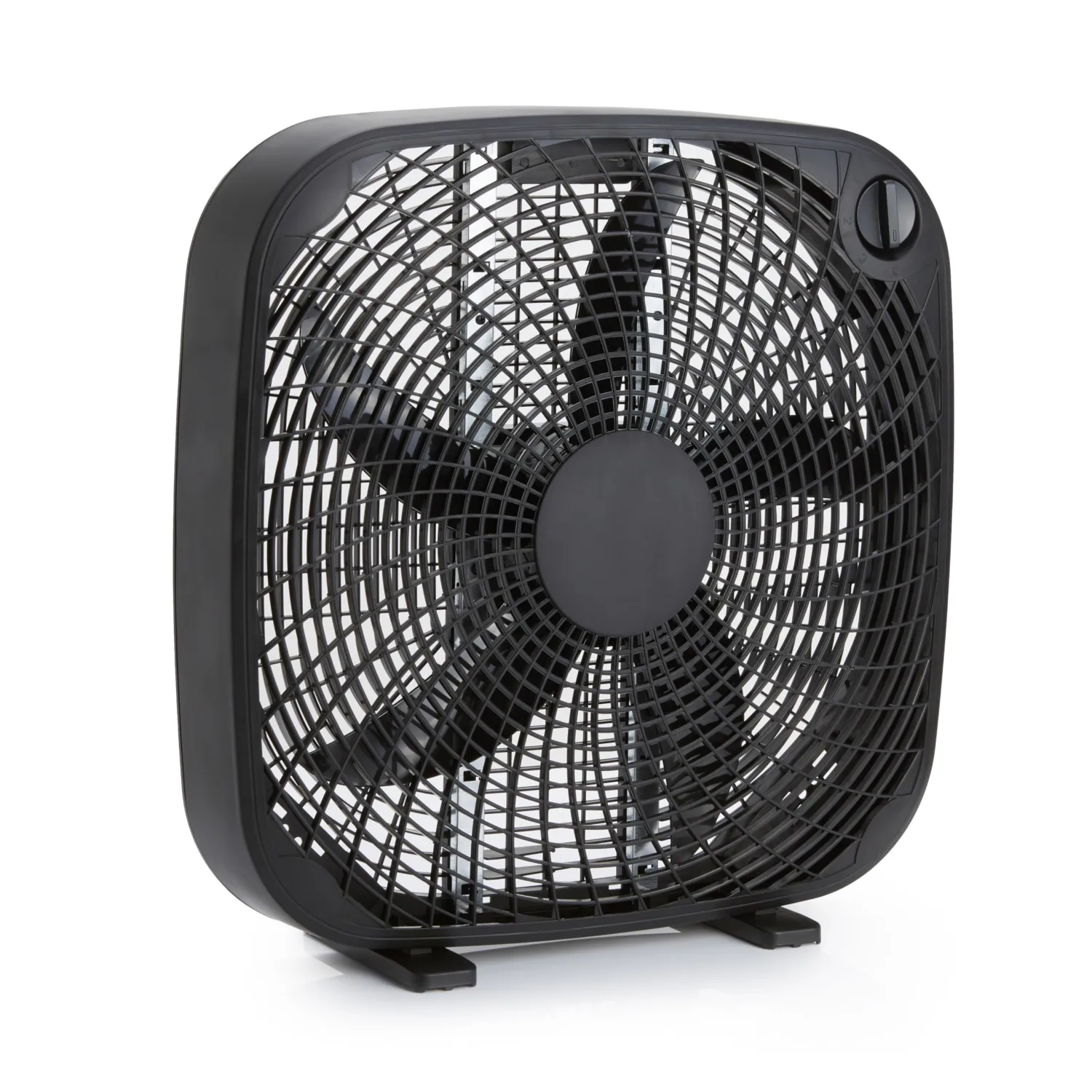 Amazon Basics 20-Inch Box Fan with Powerful Airflow, 3 Speeds, 5 Blades, Lightweight Design, 67 Watts, Black, 6.8 D x 20.86 W x 21.33 H in
