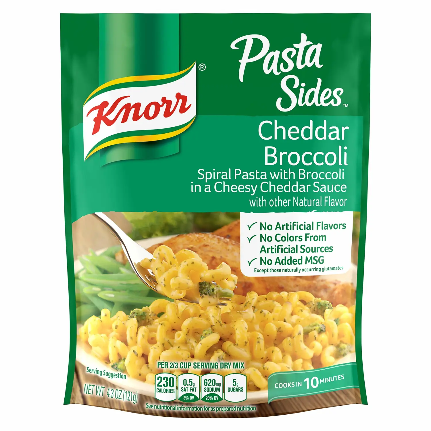 Knorr Pasta Side Dish, Cheddar Broccoli, 4.3 Ounce (pack of 4)