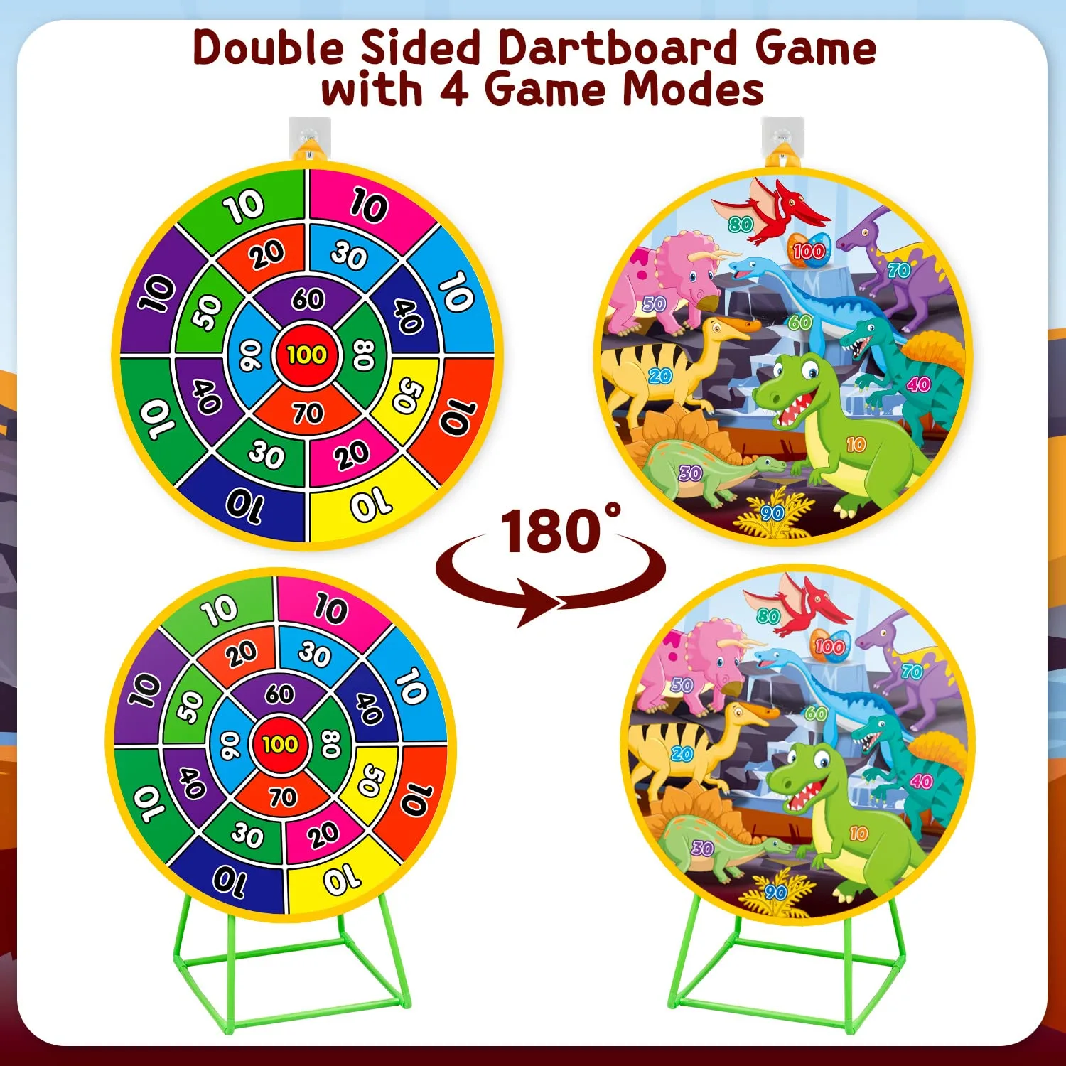 Dioju Dart Board for Kids, Double Sided Dartboard with 12 Sticky Balls&Floor Stand, Indoor Outdoor Sport Toys for 3 4 5 6 7 8 9 10 11 12 Year Old Boys Girls, Target Game Birthday Party Gifts