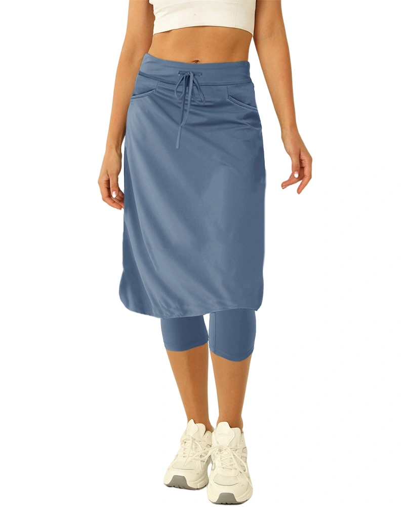 Women 20" Knee Length Tennis Skirt with Built in Legging Golf Skirts Skirted Legging with Pockets