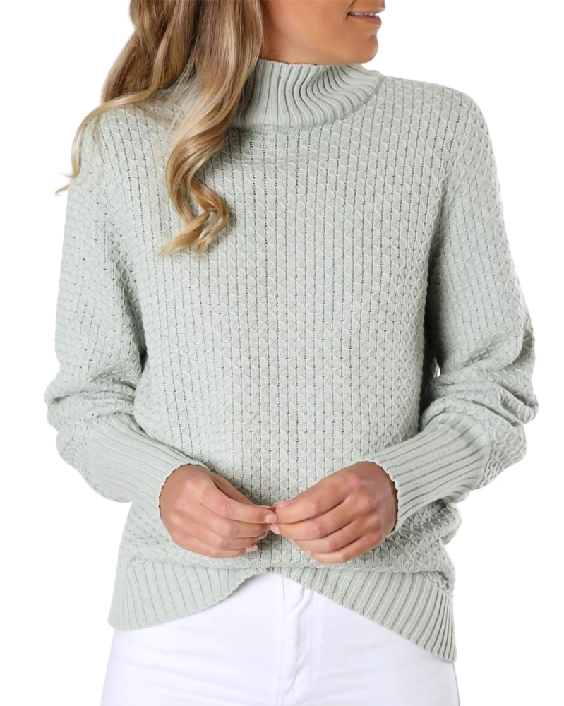 Apbondy Womens Pullover Sweaters Turtleneck Long Sleeve Waffle Knit Sweater Jumper Tops