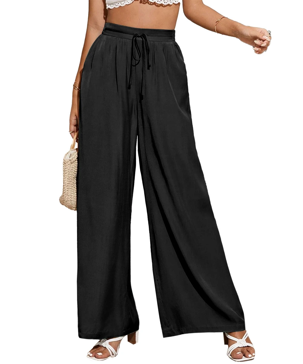 Dyexces Wide Leg Pants for Women High Waisted Casual Pants Work Pants Loose Flowy Beach Pants with Pockets