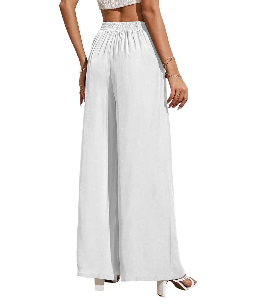 Dyexces Wide Leg Pants for Women High Waisted Casual Pants Work Pants Loose Flowy Beach Pants with Pockets