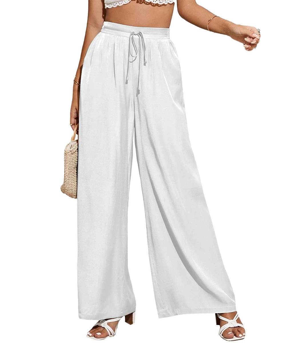 Dyexces Wide Leg Pants for Women High Waisted Casual Pants Work Pants Loose Flowy Beach Pants with Pockets