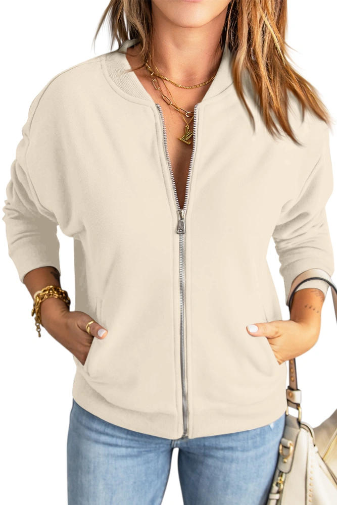 GeGekoko Womens Zip Up Sweatshirts Jackets Long Sleeve Casual Loose Outwear with Pockets