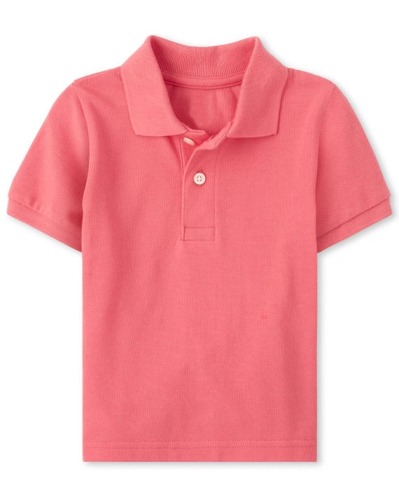 Boys' School Uniform Short Sleeve Polo Shirt, Button Closure, Moisture Wicking Stretch Sport Shirts for Kids and Teens