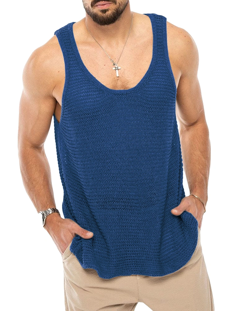 Angeun Mens Tank Tops Casual Sleeveless Lightweight Muscle Shirts Knit Loose Cami Shirt Summer Sweater Vest Blouses