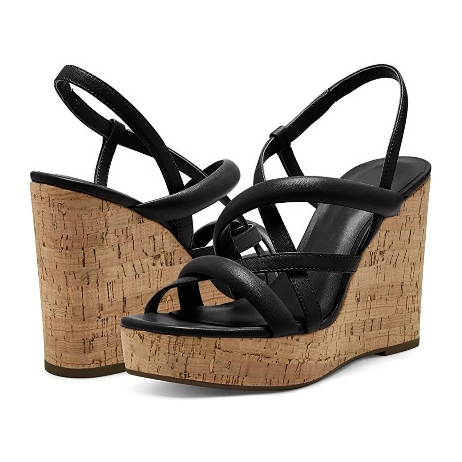 Coutgo Womens Wedge Sandals Heels Espadrilles Open Toe Cork Platform Ankle Strap Slingback Summer Dressy Shoes