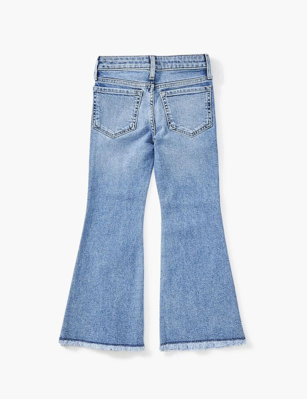 Miniketty Girls' Baggy Flare Jeans Cute Bell Bottom Frayed Hem Washed Denim Pants