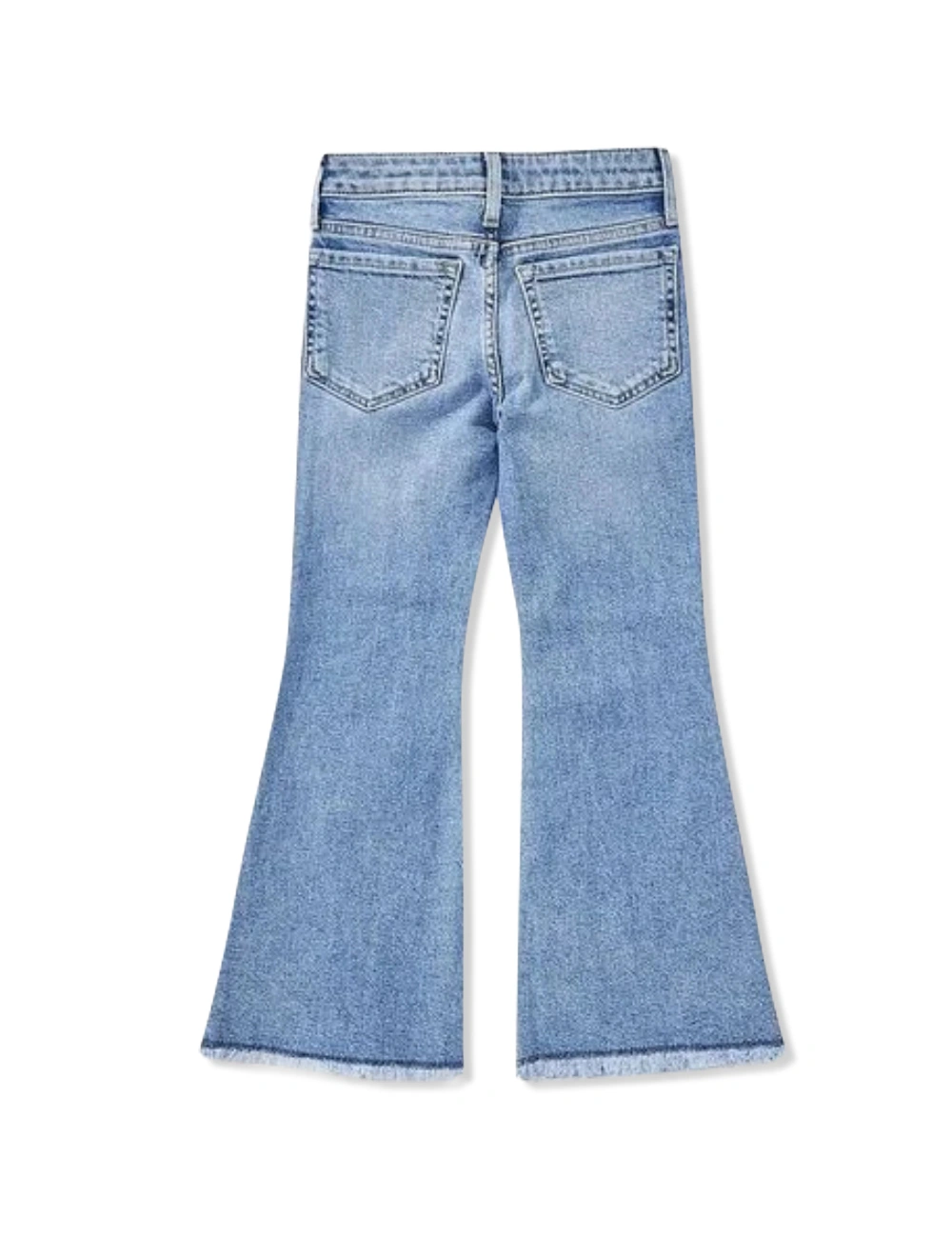 Miniketty Girls' Baggy Flare Jeans Cute Bell Bottom Frayed Hem Washed Denim Pants