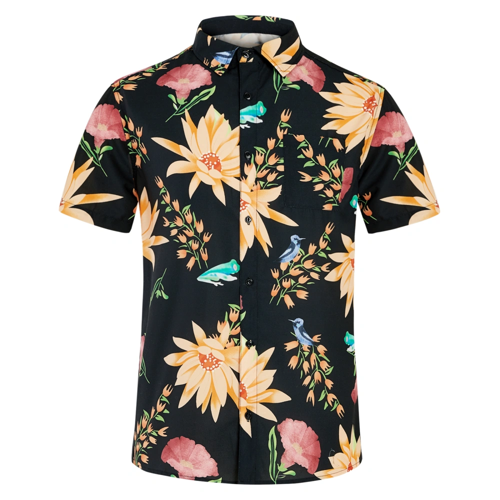 Onedreamer Mens Hawaiian Shirt Flower Casual Button Down Short Sleeve Beach Shirts Aloha Shirt