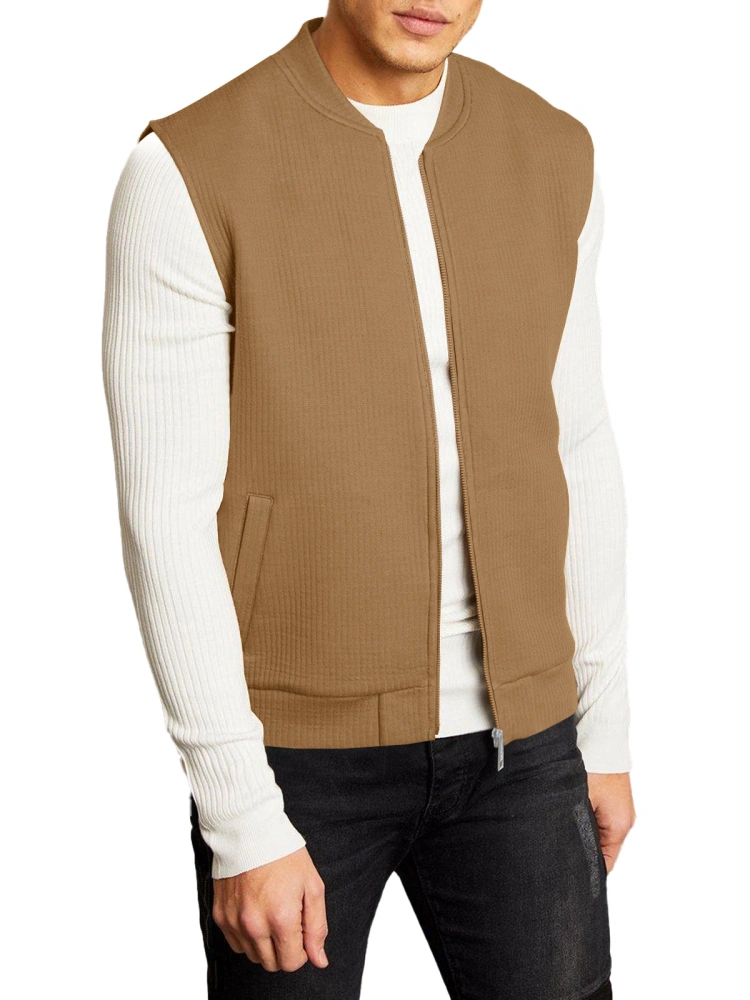 Mens Casual Outwear Vest Lightweight Full Zip Up Fashion Vest with Pockets