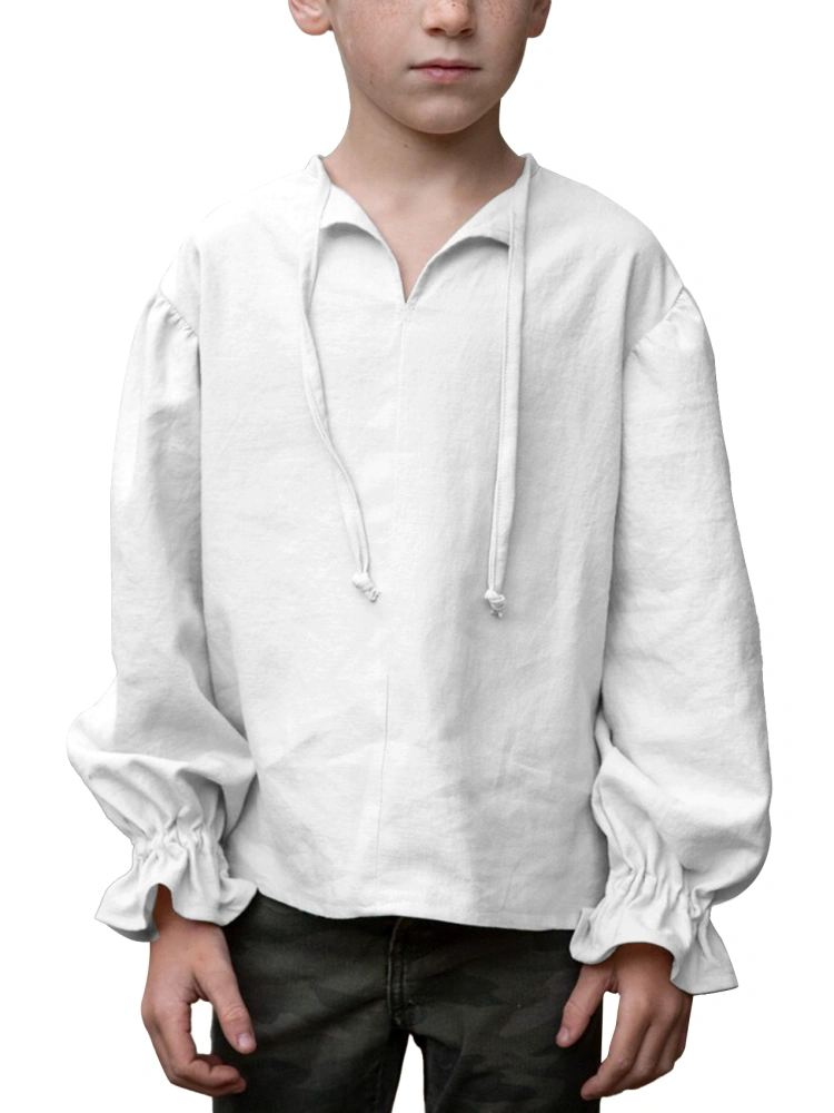 Bbalizko Boys Medieval Pirate Costume Shirt Kids Medieval Renaissance Ruffled Long Sleeve Halloween Scottish Jacobite Tops