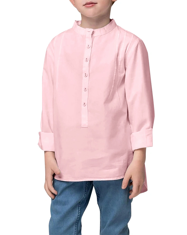 Rolmama Boys Henley Shirts Casual Long Sleeve Tops Button Down Loose Blouse