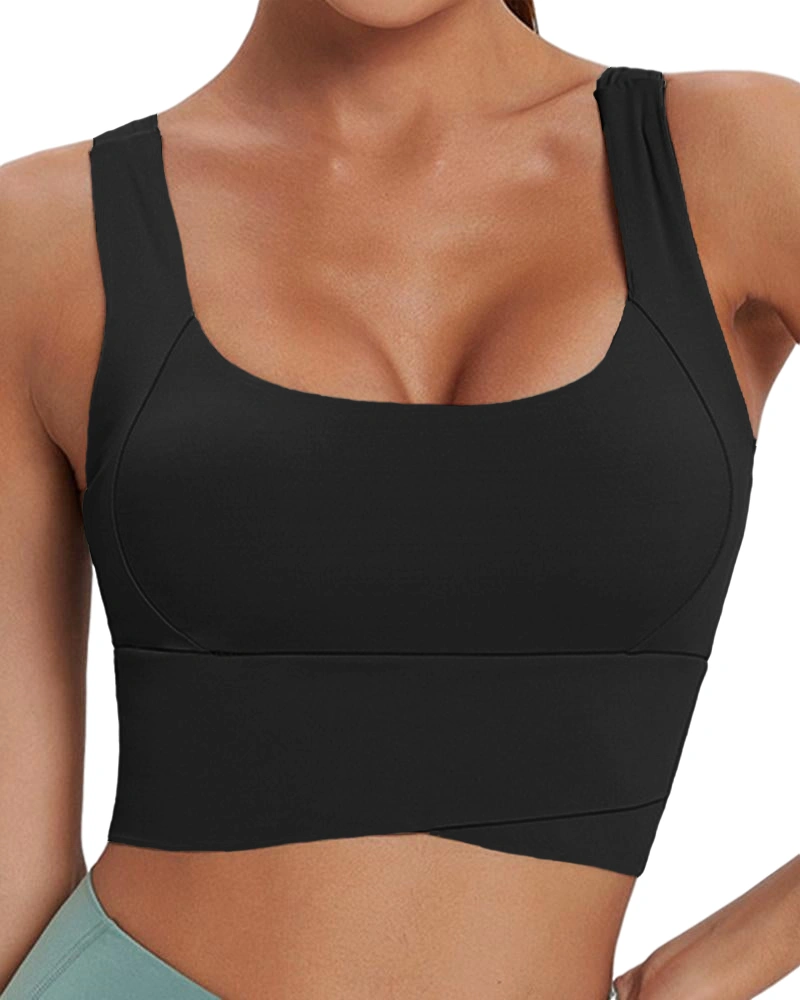 High Impact Sports Bras for Women Solid Yoga Bra Athletic Gym Workout Running Crop Tank Tops