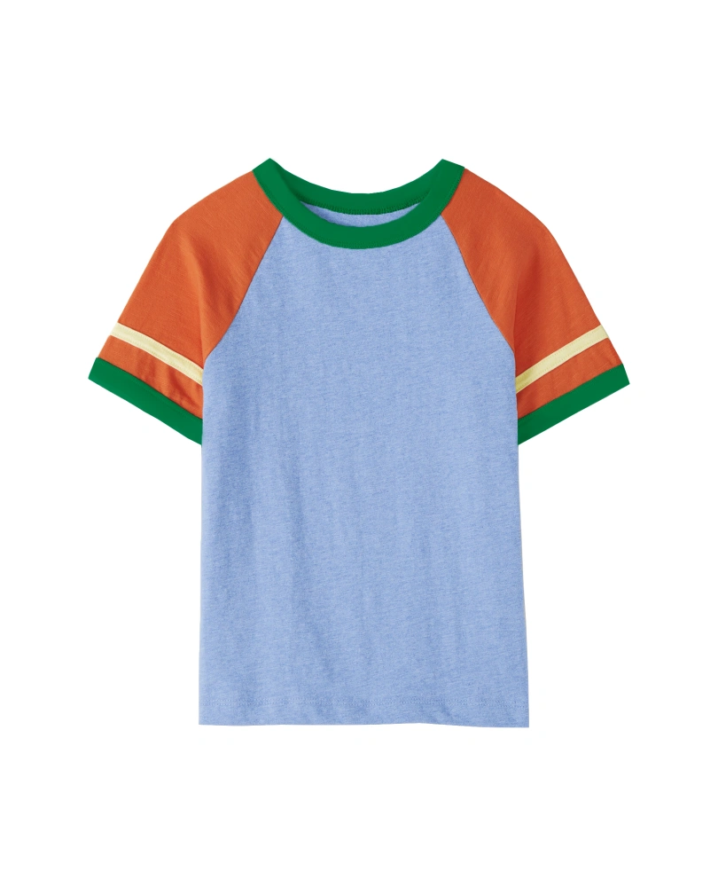 Boys Short Sleeve Baseball Tee Kids Casual Color Block T-Shirt Toddler Raglan Shirts Tops