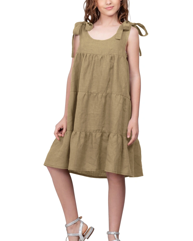 Miniketty Girls' Summer Casual Dresses Cute Beach Sleeveless Ruffle Tiered Sun Dress