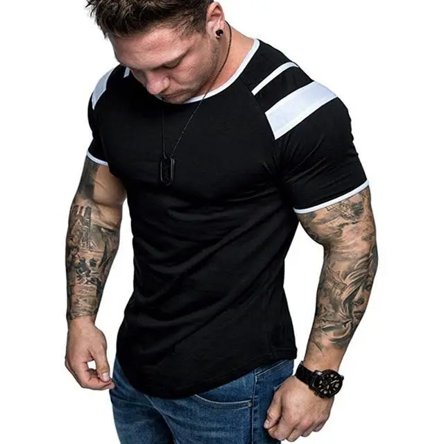 Bigeoosh Mens Muscle Gym T-Shirts Short Sleeve Workout Athletic Bodybuilding Cotton Tees Raglan Sleeve Shirts