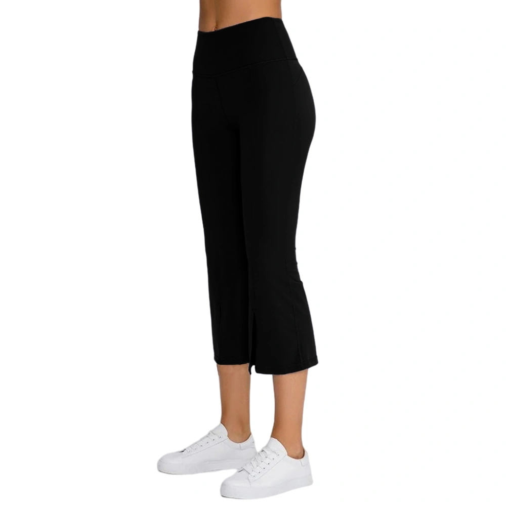 Aurgelmir Women's High Waisted Capri Yoga Pants Workout Bootleg Tummy Control Split Hem Wide Leg Flare Crop Leggings