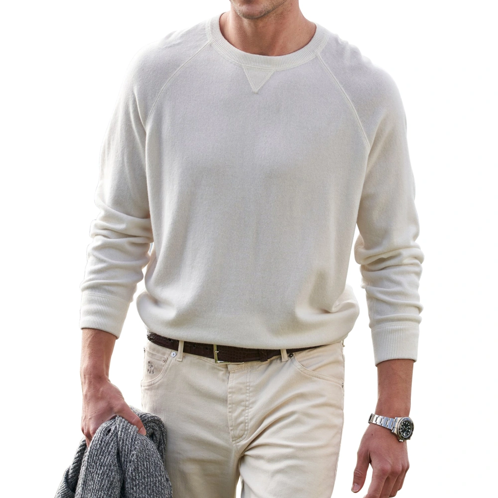 Mens Crewneck Long Sleeve Sweater Lightweight Knit Pullover Sweatshirt Solid Color Casual Tops for Men