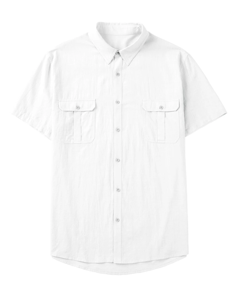 Makkrom Boys Button Down Short Sleeve Linen Shirts Casual Summer Beach Lapel Collar Top Shirts