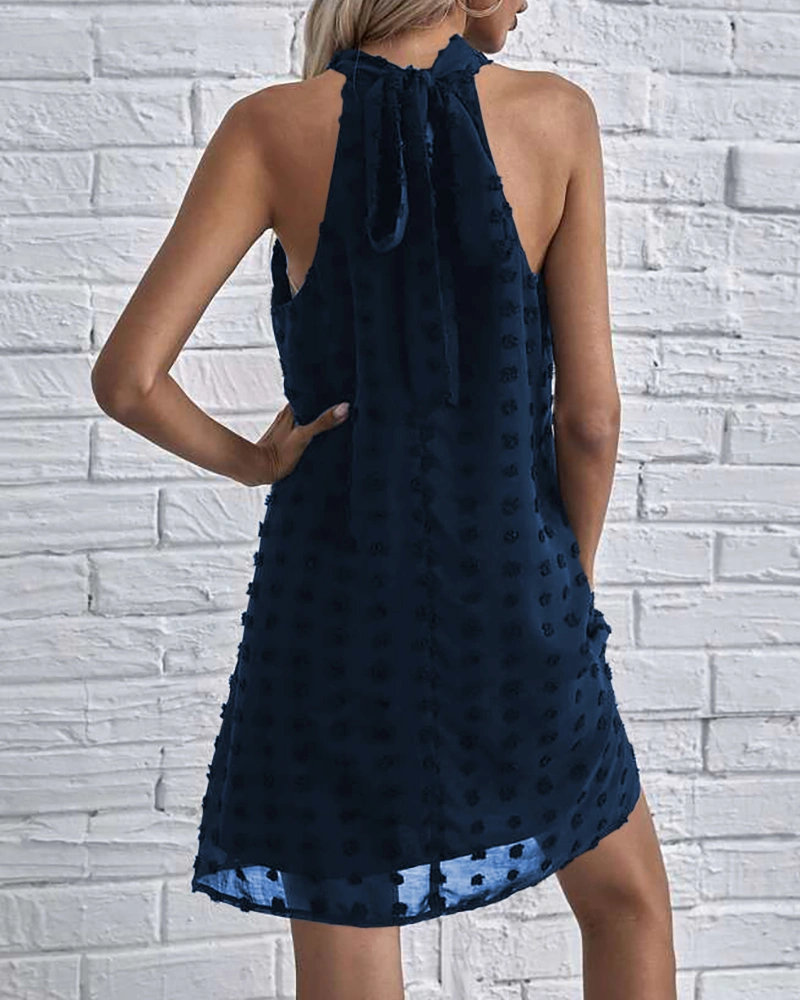 NIUBIA Women's Summer Halter Dresses Flowy Mini Wedding Guest Party Halter Neck Dress