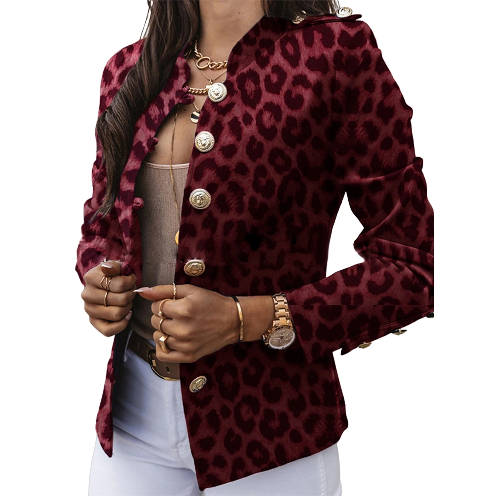 Lcucyes Women's Casual Open Front Blazers Jackets Long Sleeve Leopard Solid Work Office Blazer Suit