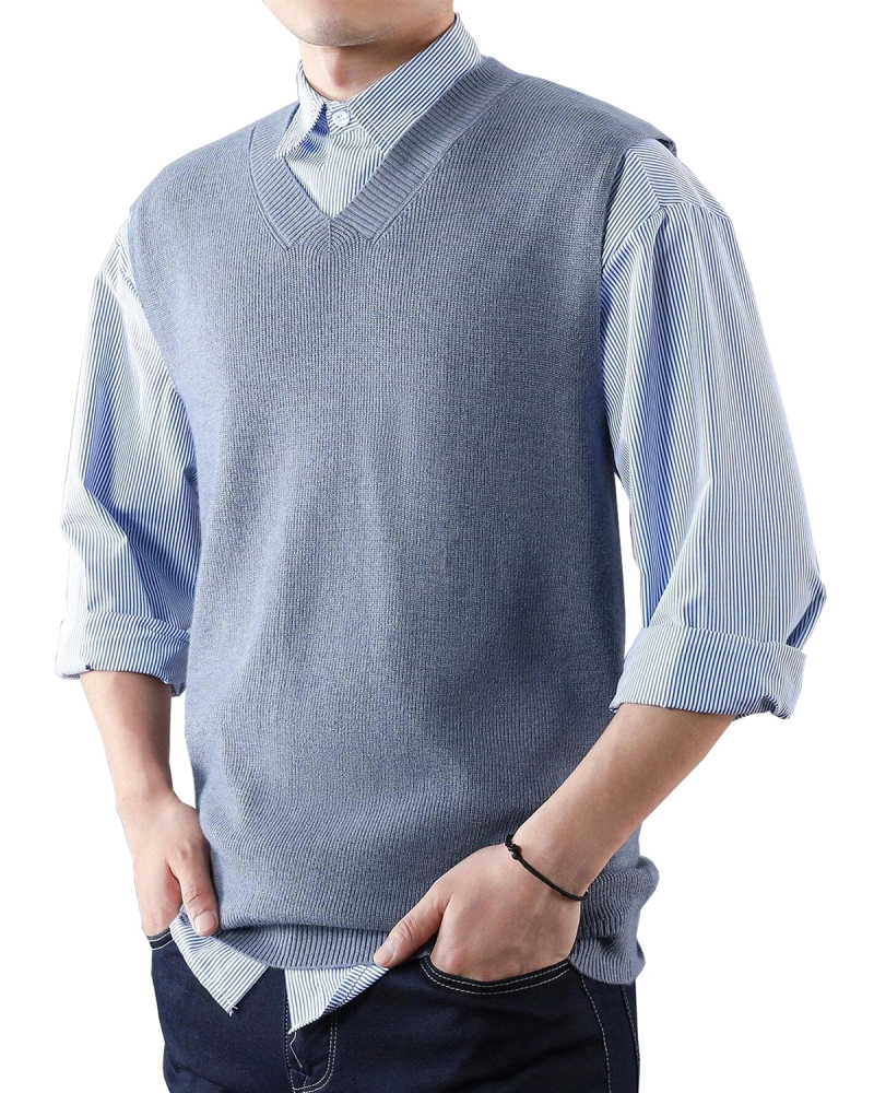 MNCEGEER Mens Sweater Vest V Neck Slim Fit Sweater Vests Knitwear Pullover