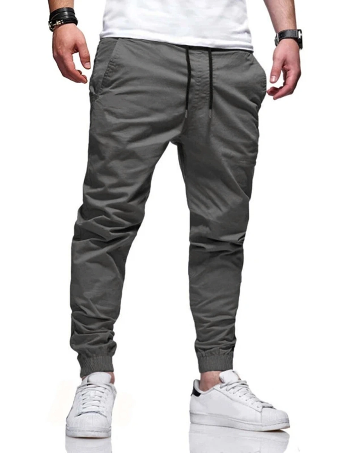 Mens Casual Jogger Pants Basic Stretch Sweatpants Cotton Cargo Workout Running Athletic Tapered Trousers