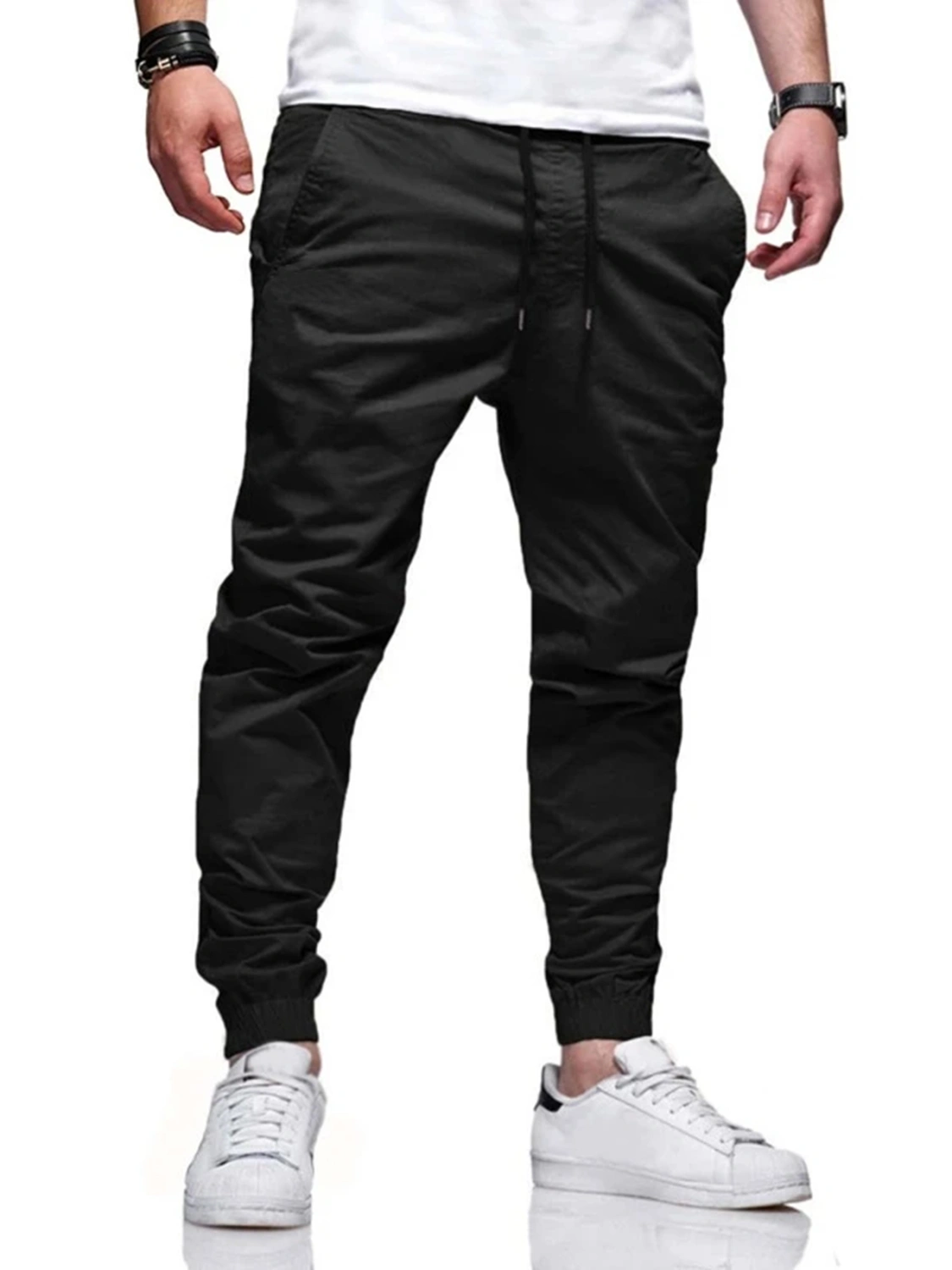 Mens Casual Jogger Pants Basic Stretch Sweatpants Cotton Cargo Workout Running Athletic Tapered Trousers