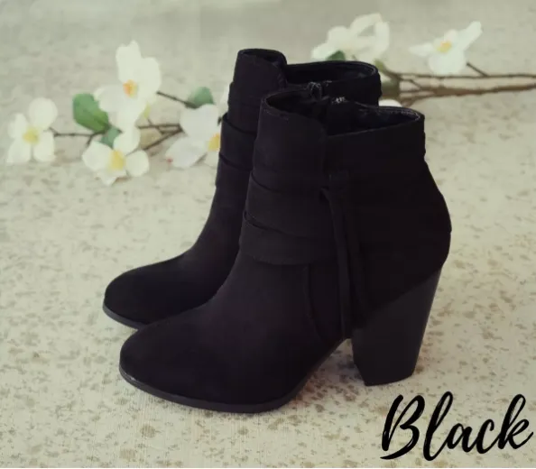 Haloumoning Womens Ankle Boot Block Stacked Zip Up Pointed Toe Low Heel Booties