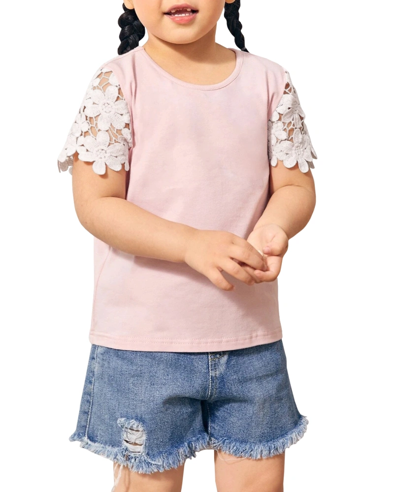 Girls Casual Tunic Tops Floral Embroidered Sleeve T Shirts Kids Loose Soft Blouse Size 4-13